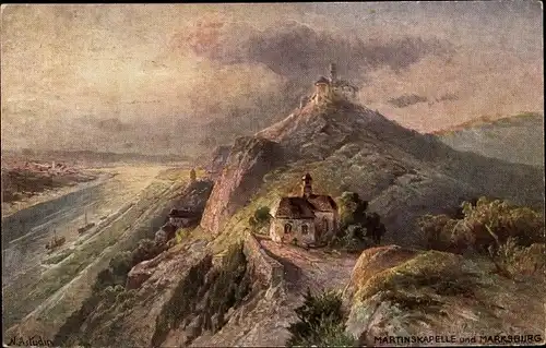 Künstler Ak Astudin, N., Martinskapelle und Marksburg, Nr. 142