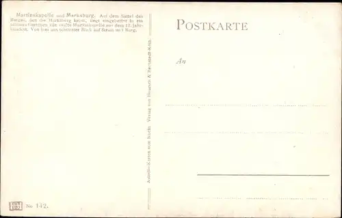 Künstler Ak Astudin, N., Martinskapelle und Marksburg, Nr. 142