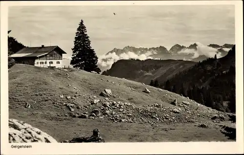 Ak Geigelstein, Prienerhütte mit Kaisergebirge