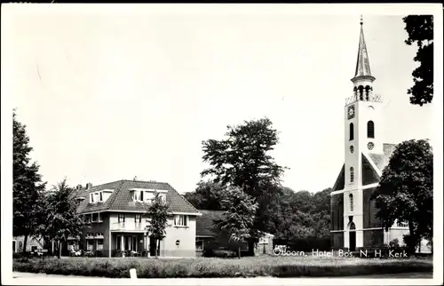 Ak Odoorn Drenthe Niederlande, Hotel Bos, N. H. Kerk