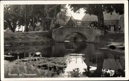 Ak Nieuwland Vijfheerenlanden Südholland, Gewässer, Brücke