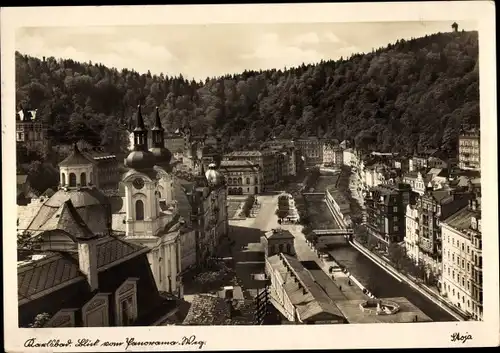 Ak Karlovy Vary Karlsbad Stadt, Blick vom Panoramaweg