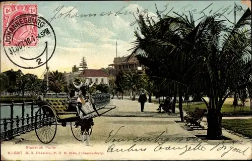 Ak Johannesburg Südafrika, Rikscha Fahrer