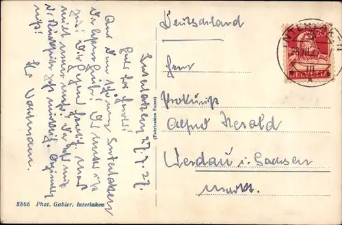 Ak Interlaken Kanton Bern Schweiz, Blumenuhr im Kurgarten