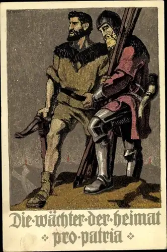 Ganzsachen Künstler Ak Schweizer Bundesfeier 1910, Die Wächter der Heimat, Pro Patria, Tell