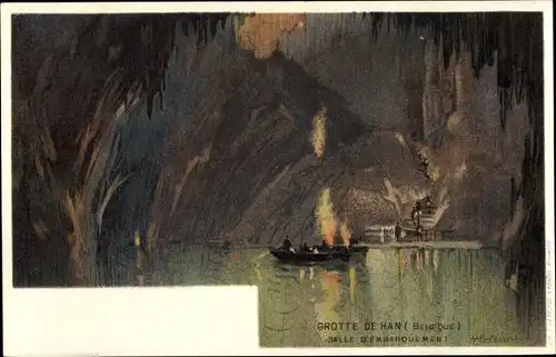 Künstler Litho Cassiers, H., Grotte de Han Han sur Lesse Belgien, Salle d'Embarquement