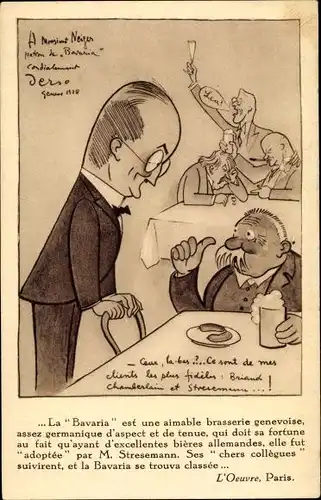 Künstler Ak Genève Genf Stadt, Brasserie Bavaria, Völkerbunds Kneipe, la Brasserie de la SDN