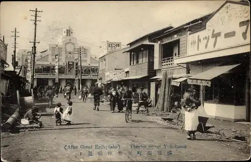 Ak Yokohama Präf Kanagawa Japan, Theatre Street, After Great Earthquake