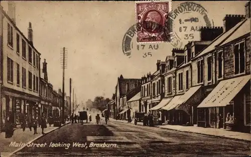 Ak Broxburn Schottland, Mainstreet looking West