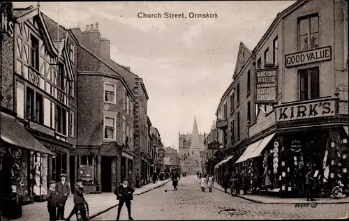 Ak Ormskirk North West England, Church Street, Geschäfte, Kirk's