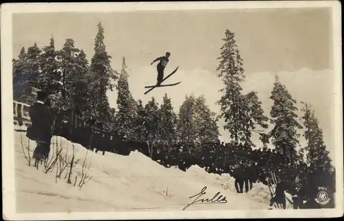 Ak Skispringer, Winterlandschaft, Zuschauer