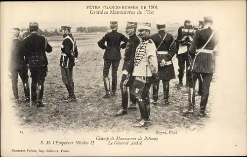 Ak Bétheny Marne, Fetes Franco Russes 1901, Nicolas II, General Andre, Grandes Maneouvres de l'Est