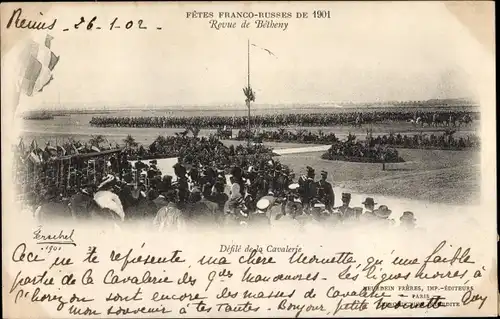 Ak Bétheny Marne, Fetes Franco Russes de 1901, Defilé de la Cavalerie
