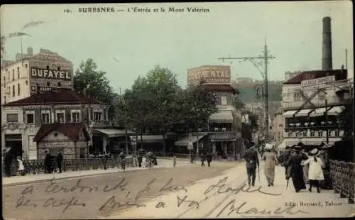 Ak Suresnes Hauts de Seine, L'Entre et le Mont Valerien