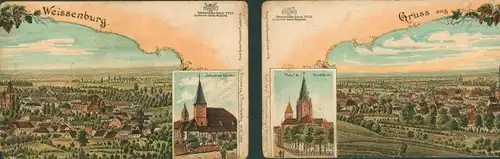 Klapp Litho Wissembourg Weißenburg Elsass Bas Rhin, Panorama, Johanneskirche