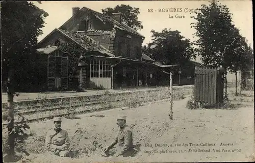 Ak Rosières en Santerre Somme, La Gare
