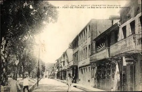 Ak Fort de France Martinique, Le Bas de la rue Amiral de Gueydon