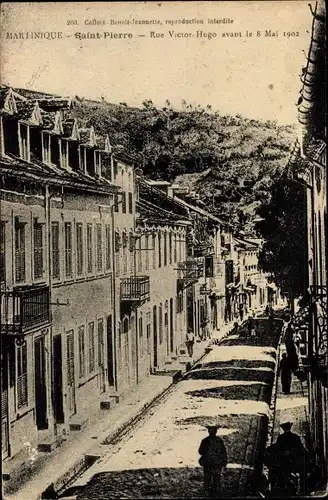 Ak Saint Pierre Martinique, Rue Victor Hugo avant le 8 Mai 1902