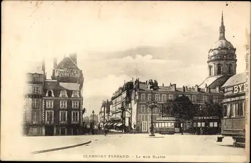 Ak Clermont Ferrand Puy de Dôme, La Rue Blatin, tram