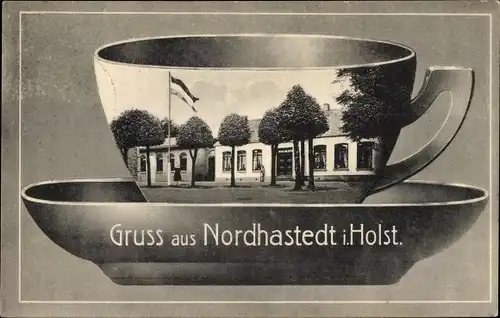 Passepartout Ak Nordhastedt in Dithmarschen, Gasthaus Centralgarten, Teetasse