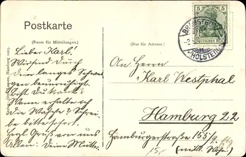 Ak Bad Bramstedt in Holstein, Amtsgericht, Postamt, Denkmal