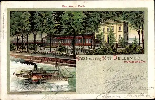 Litho Homberg Duisburg im Ruhrgebiet, Hotel Bellevue