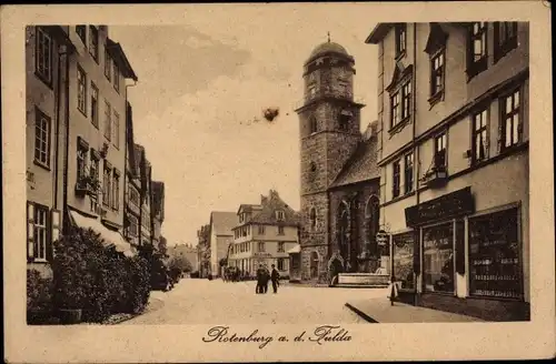 Ak Rotenburg an der Fulda, Straßenpartie mit Kirche