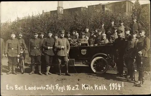 Foto Ak Kalk Köln am Rhein, Ersatz Batl. Landwehr Infanterie Regiment 16, I WK