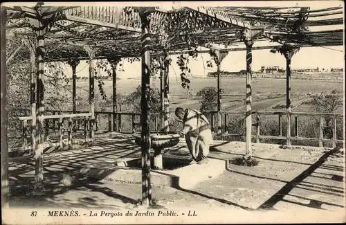Ak Meknès Marokko, La Pergola du Jardin Public