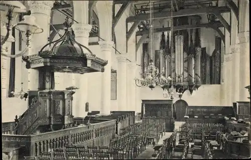 Ak Monnikendam Waterland Nordholland Niederlande, Interieur N. H. Kerk