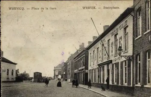 Ak Wervik Wervicq Westflandern, Place de la Gare, Hotel