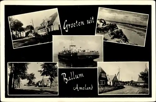 Ak Ballum Ameland Friesland Niederlande, Detailansichten, Fähre, Strand