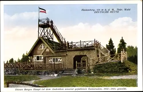 Ak Ilmenau in Thüringen, Heidenberg, Deutsche Hütte, Aussichtsturm