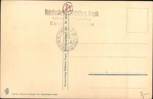 KünstlerAk Oberwiesenthal im Erzgebirge Sachsen, Neues Unterkunftshaus auf dem Fichtelberg, Aussicht