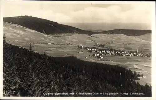 Ak Oberwiesenthal im Erzgebirge, Fichtelberg, Panorama