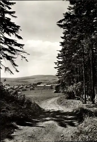 Ak Bärenstein im Erzgebirge, Waldweg, Ortspartie