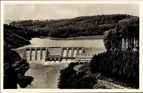 Ak Kriebstein Mittelsachsen, Zschopau Talsperre, Sperrmauer