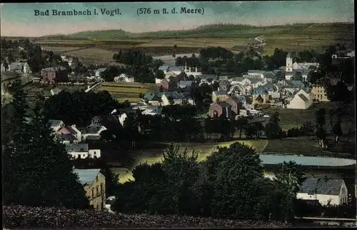 Ak Bad Brambach im Vogtland, Panoramablick auf den Ort