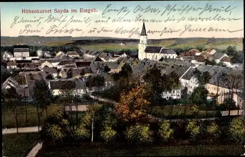 Ak Sayda im Erzgebirge, Panorama, Kirche