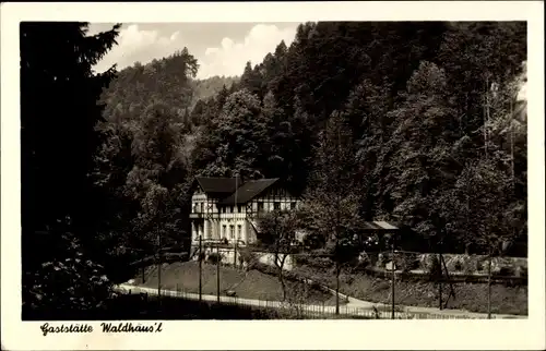 Ak Bad Schandau Sächsische Schweiz, Gaststätte Waldhäusl, Gartenterrasse