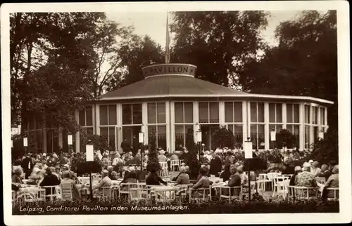 Ak Leipzig in Sachsen, Konditorei Pavillon in den Museumsanlagen