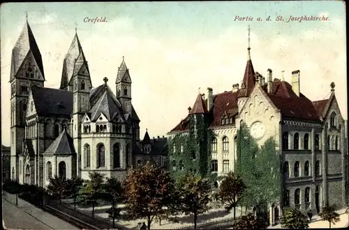 Ak Krefeld am Niederrhein, Partie an der St. Josephskirche