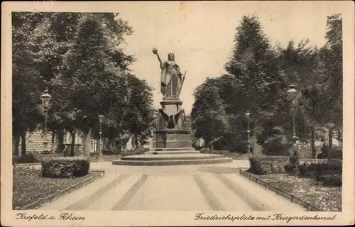 Ak Krefeld am Niederrhein, Friedrichsplatz mit Kriegerdenkmal