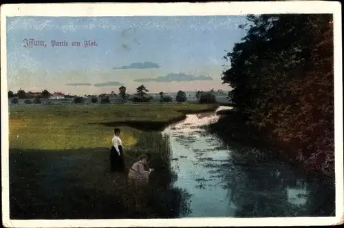 Ak Issum am Niederrhein, Partie am Flot, Frauen