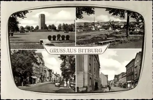 Ak Bitburg Rheinland, Straßenpartien, Turm, Ort