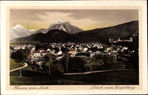 Ak Füssen im Ostallgäu, Blick vom Ziegelberg auf den Ort