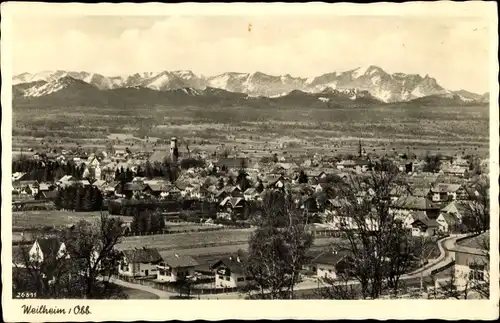 Ak Weilheim Oberbayern, Panorama