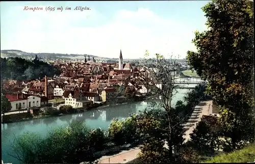 Ak Kempten im Allgäu Schwaben, Panorama, Brücke