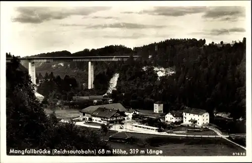 Ak Weyarn Oberbayern, Mangfallbrücke, Reichsautobhan, Gaststätte und Pension Bruckmühle
