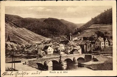 Ak Rech an der Ahr, Panorama, Brücke